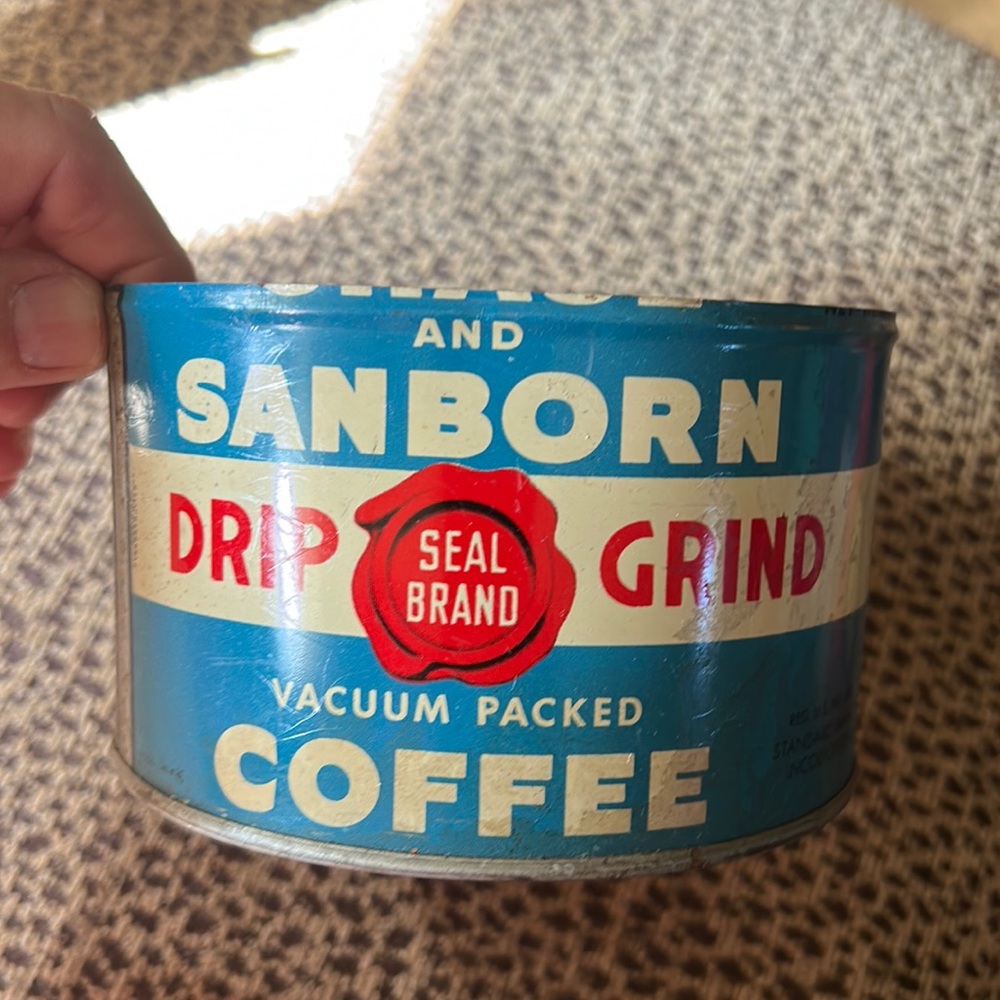 Vintage Sanborn Metal Coffee Can